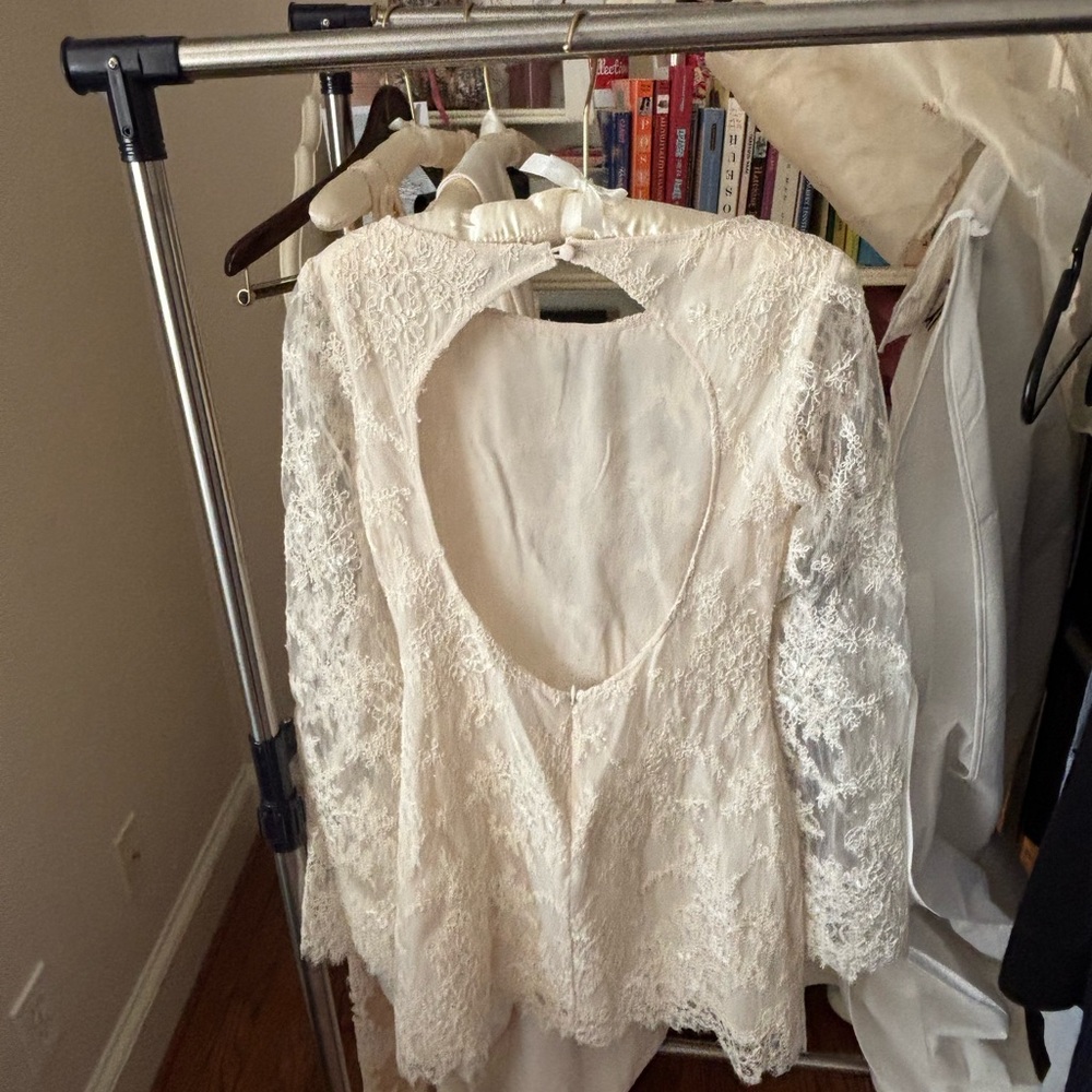 Reformation Ivory Lace Long-Sleeve Mini Dress - Picture 7 of 7